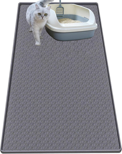 Large Silicone Cat Litter Mat for Litter Box - 51.2 x 25.6 Inches, Waterproof, Non-Slip, Durable, and Easy to Clean in Gray