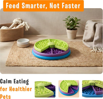 Interactive 3-Level Slow Feeder Dog Bowl with Non-Slip Silicone Base for Mental Stimulation and Anxiety Relief