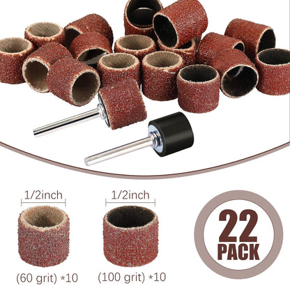 22-Piece Dog Nail Grinder Band Replacement Kit, 1/2 Inch 60 Grit and 100 Grit, Compatible with Pet Nail Trimmers and Grinders for Smooth Claw Grooming