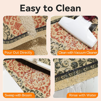 High-Density PVC Cat Litter Mat, 33" x 22", Non-Slip, Waterproof, and Urine-Proof, Soft on Kittens' Paws, Brown-Green