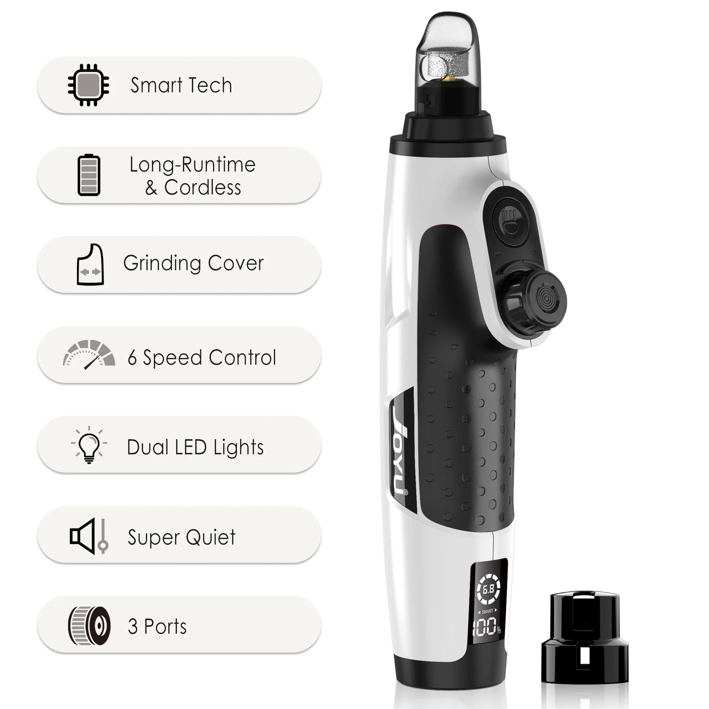 Rechargeable Electric Pet Nail Grinder with LED Light - 6-Speed Quiet Trimmer for Dogs and Cats of All Sizes
