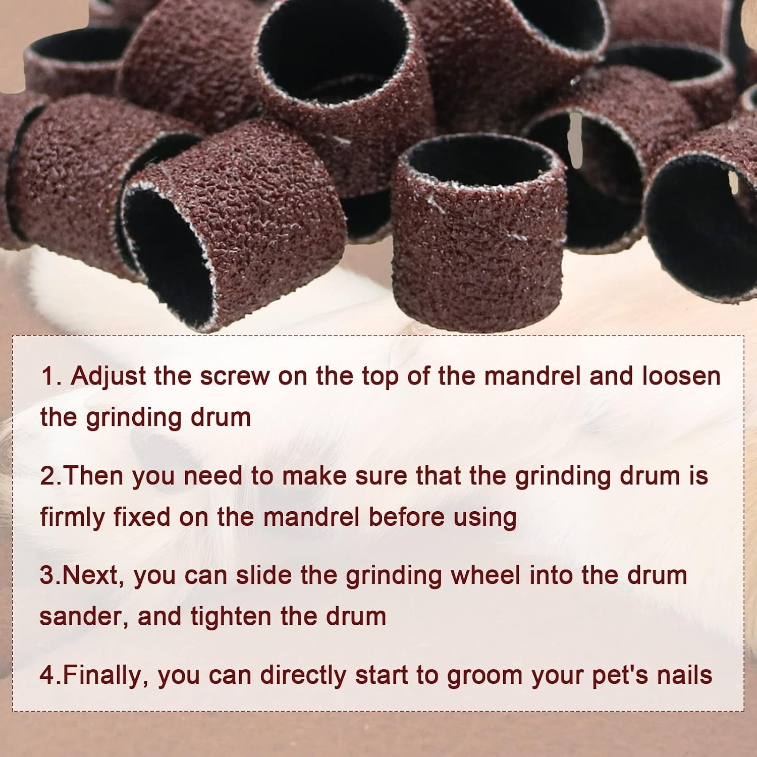 Donleeving 26-Piece Dog Nail Grinder Replacement Kit with Sanding Drums and Grit Bands for Pet Nail Care (80#/120#)