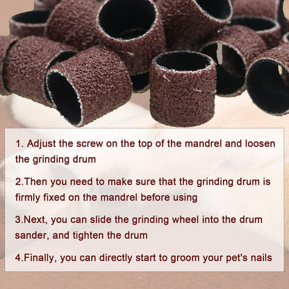 Donleeving 26-Piece Dog Nail Grinder Replacement Kit with Sanding Drums and Grit Bands for Pet Nail Care (80#/120#)