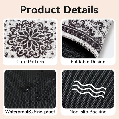 High-Density PVC Cat Litter Mat, 24" x 15", Non-Slip, Waterproof, and Urine-Proof, Soft on Paws, Black