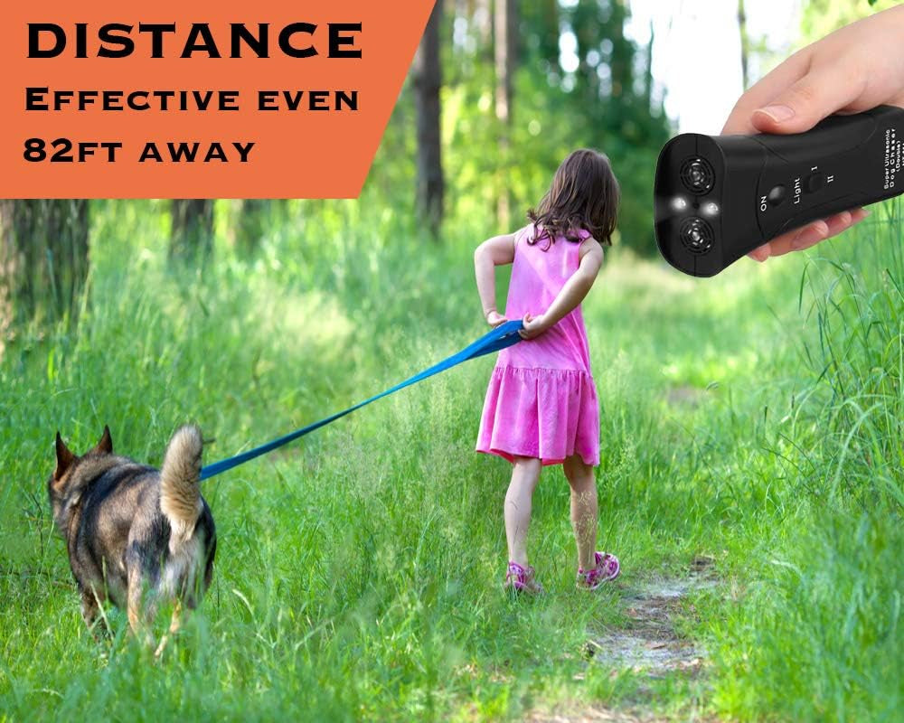 Ultrasonic Bark Control Device for Dogs - Handheld Trainer with Multi-Function Silent Commands, LED Flashlight, and Adjustable Strap for Indoor and Outdoor Use