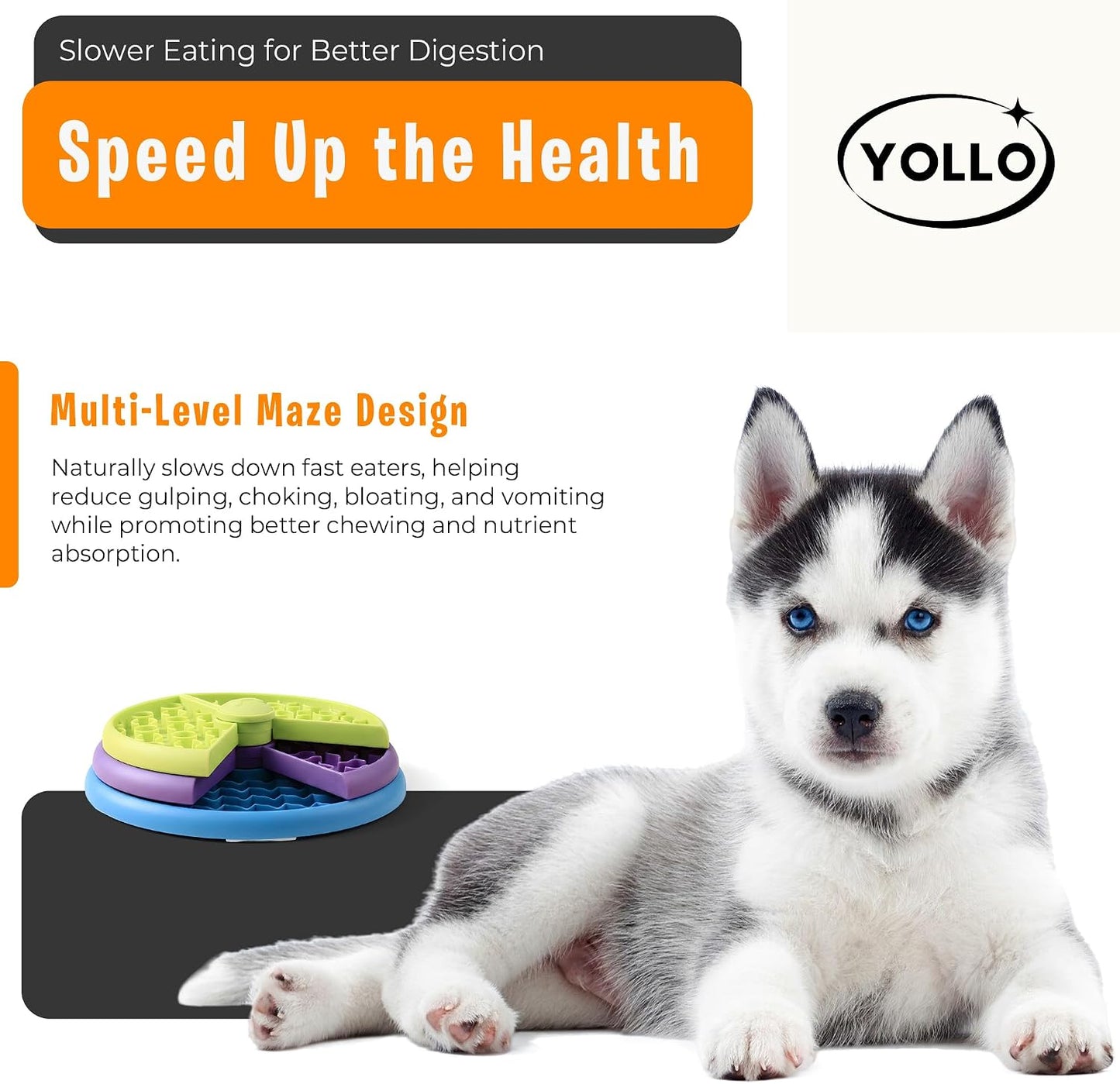 Interactive 3-Level Slow Feeder Dog Bowl with Non-Slip Silicone Base for Mental Stimulation and Anxiety Relief