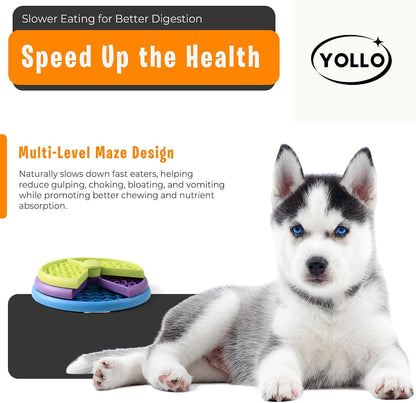 Interactive 3-Level Slow Feeder Dog Bowl with Non-Slip Silicone Base for Mental Stimulation and Anxiety Relief