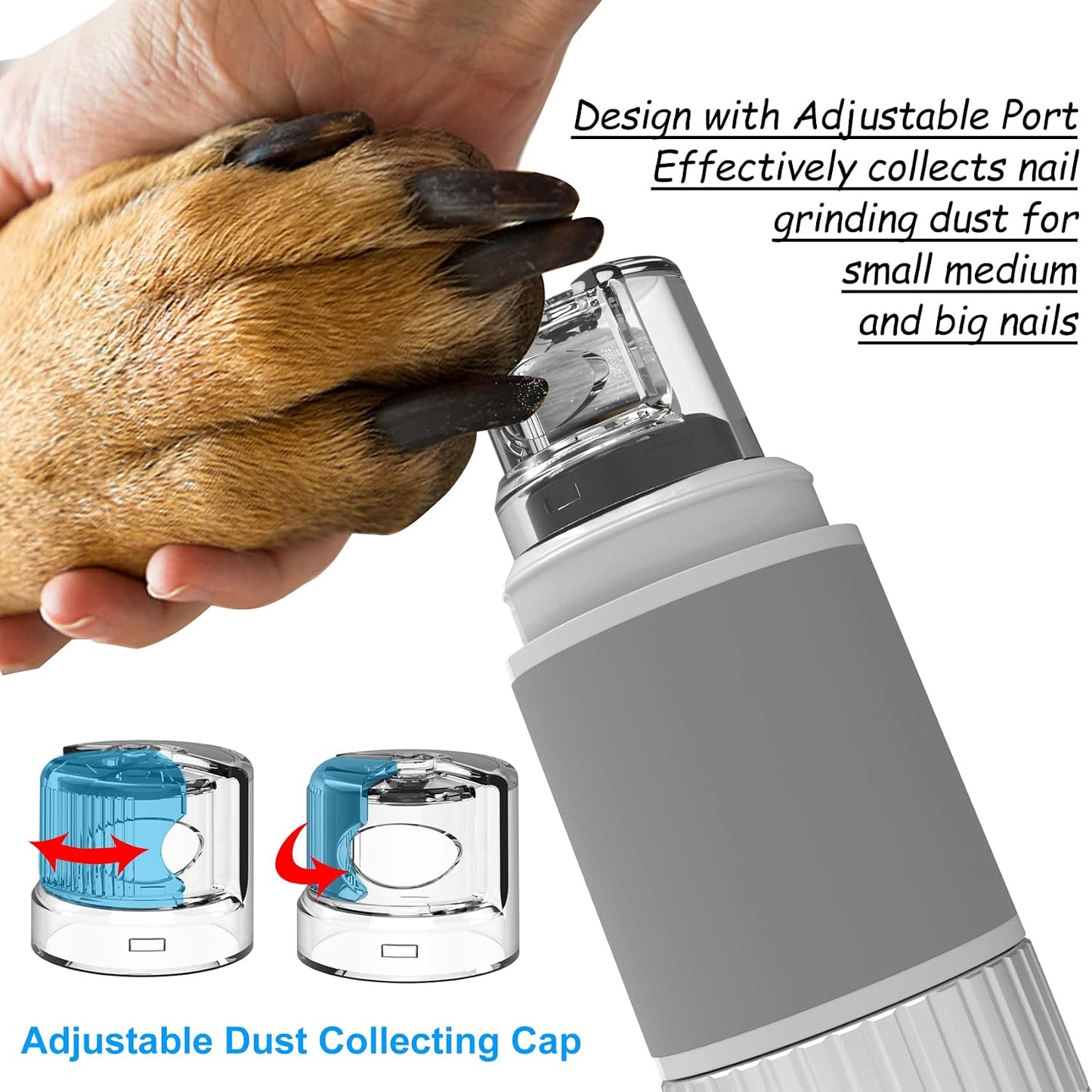 Professional Electric Dog Nail Grinder with 10-Hour Battery Life, Stepless Speed Regulation, and Quiet Operation for Painless Grooming of Dogs and Cats of All Sizes