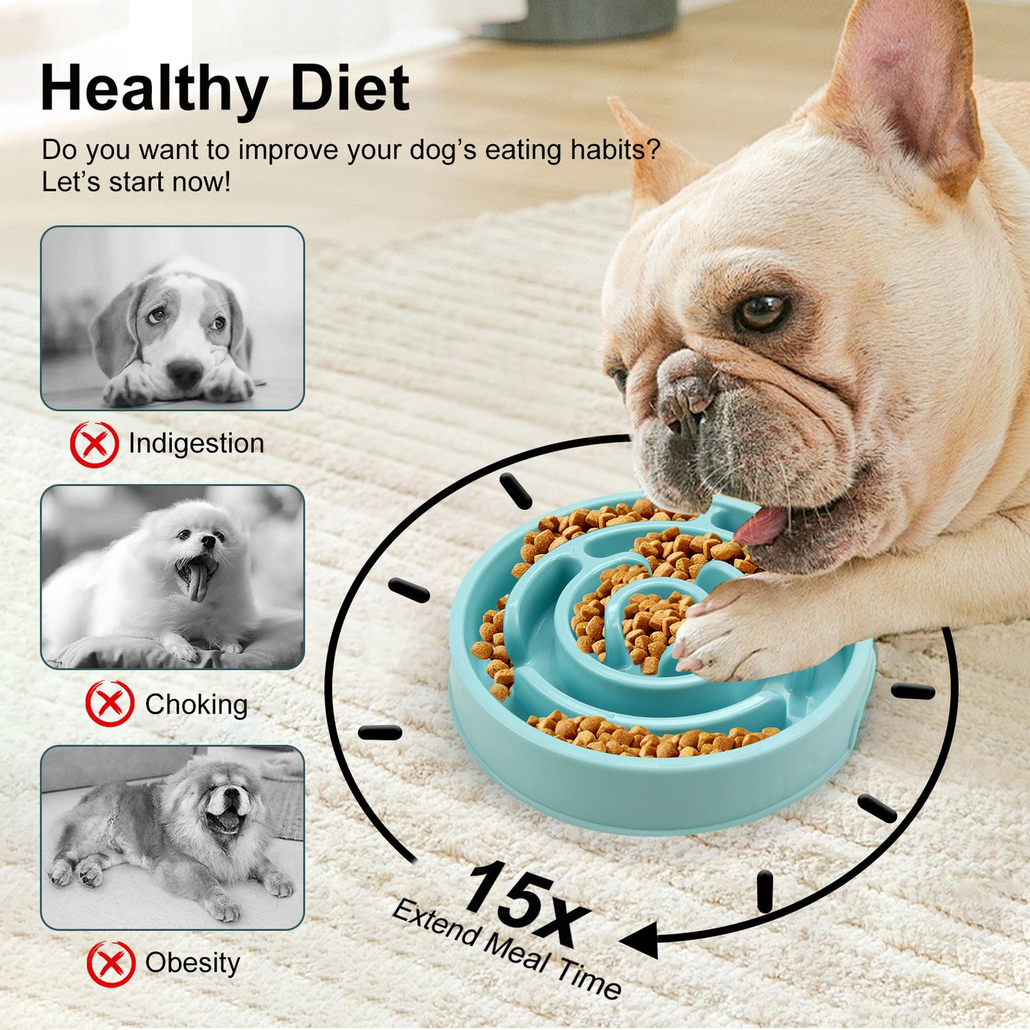Silicone Slow Feeder Puzzle Bowl for Dogs - Promotes Healthy Eating and Prevents Choking