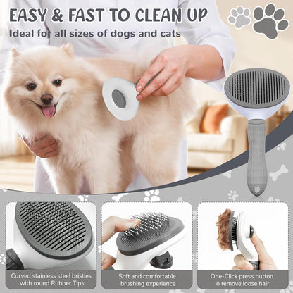 Professional Pet Grooming Set for Shedding – 8-Piece Grooming Supplies Including Deshedding Brush, Bath Gloves, Towels, and Silicone Toothbrush | Suitable for Dogs, Cats, and Pets of All Sizes (Gray)