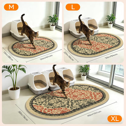 High-Density PVC Cat Litter Mat, 33" x 22", Non-Slip, Waterproof, and Urine-Proof, Soft on Kittens' Paws, Brown-Green