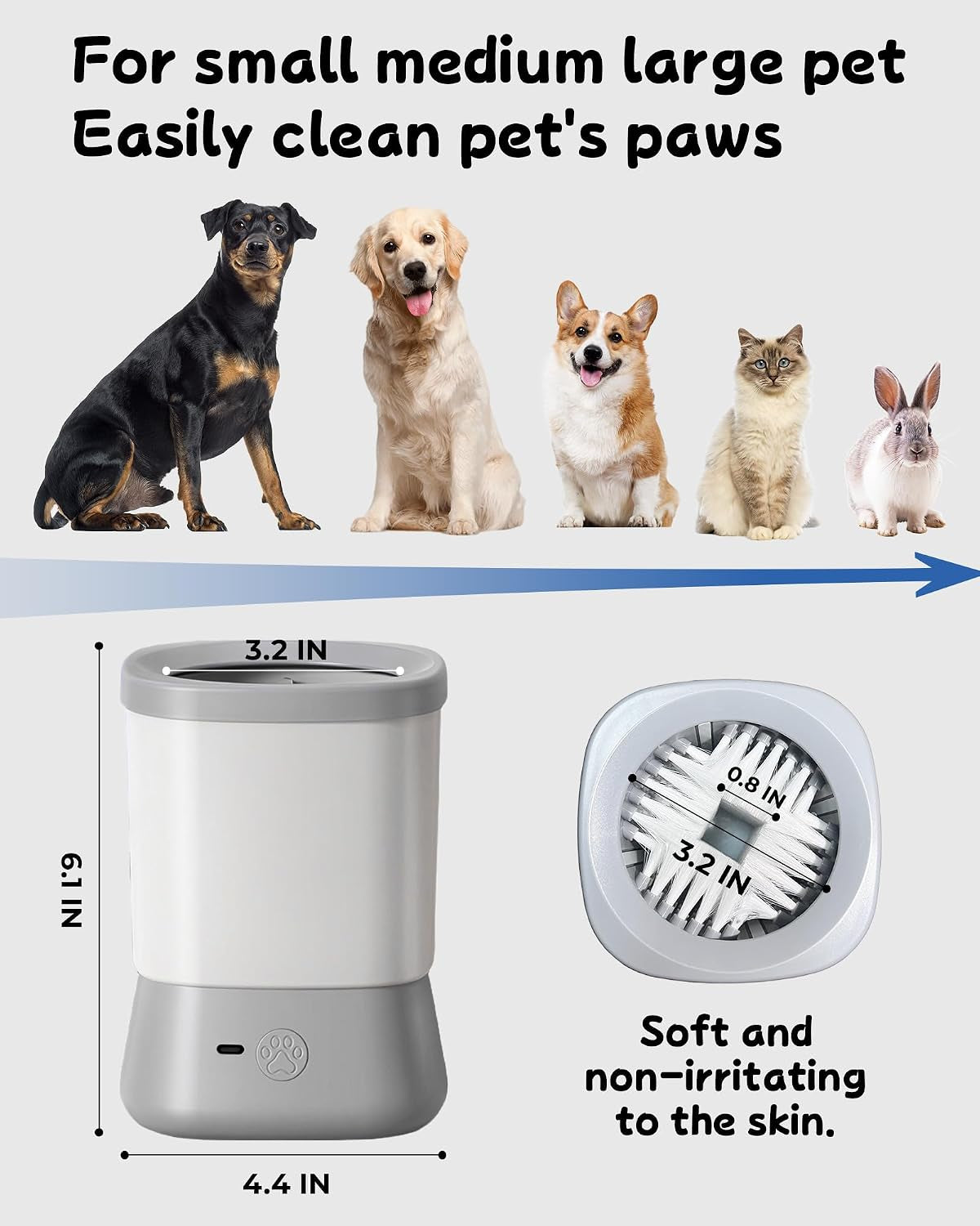 Automatic Electric Dog Paw Cleaner with Two Speed Settings for Medium to Large Dogs and Cats