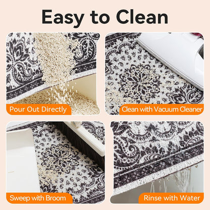 High-Density PVC Cat Litter Mat, 24" x 15", Non-Slip, Waterproof, and Urine-Proof, Soft on Paws, Black