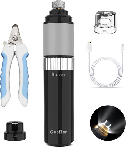 Professional Electric Dog Nail Grinder with 10-Hour Battery Life, Stepless Speed Regulation, and Quiet Operation for Painless Grooming of Dogs and Cats of All Sizes
