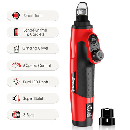Rechargeable Electric Pet Nail Grinder with LED Light - 6-Speed Quiet Trimmer for Dogs and Cats of All Sizes