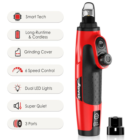 Rechargeable Electric Pet Nail Grinder with LED Light - 6-Speed Quiet Trimmer for Dogs and Cats of All Sizes