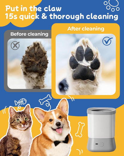 Automatic Electric Dog Paw Cleaner with Two Speed Settings for Medium to Large Dogs and Cats