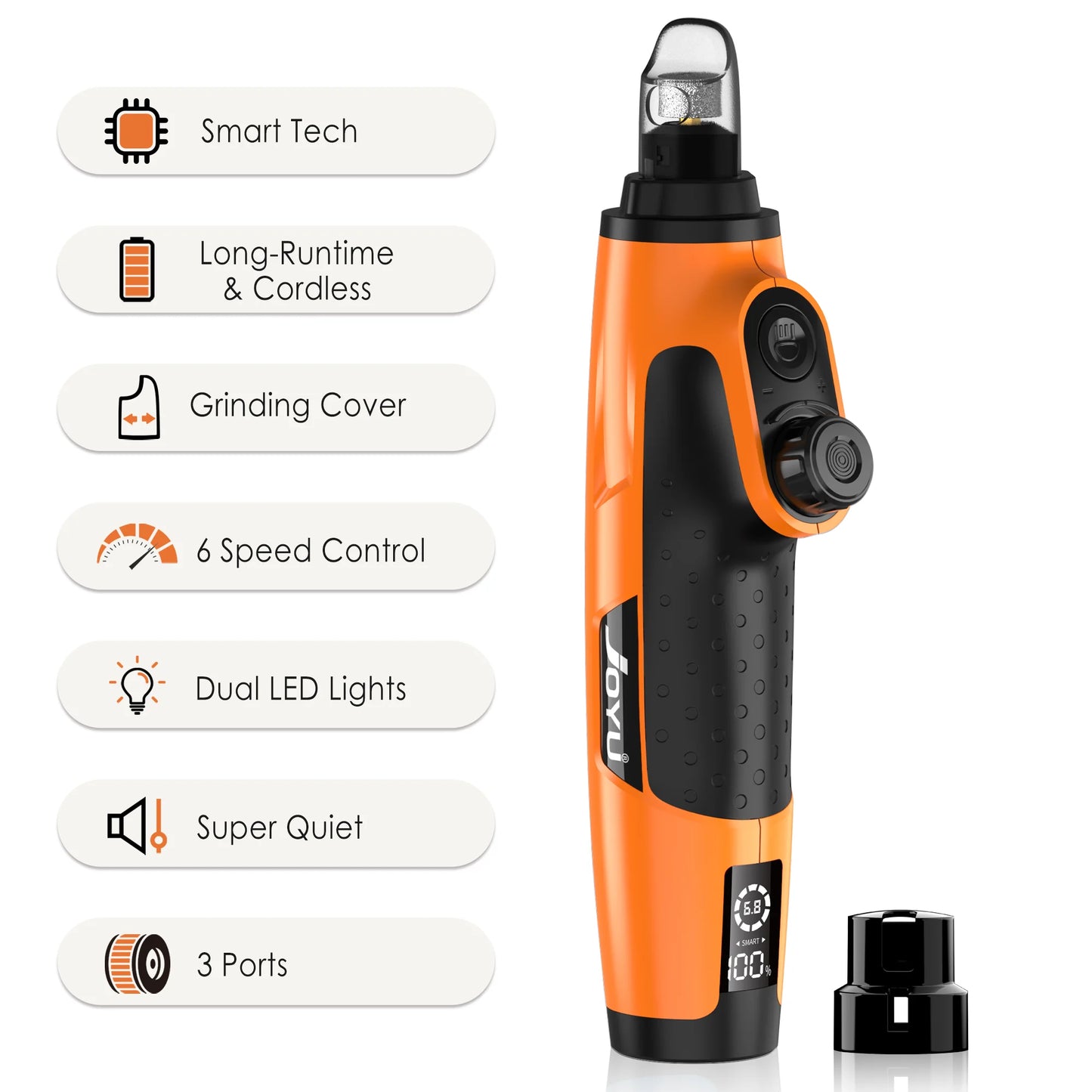 Rechargeable Electric Pet Nail Grinder with LED Light - 6-Speed Quiet Trimmer for Dogs and Cats of All Sizes