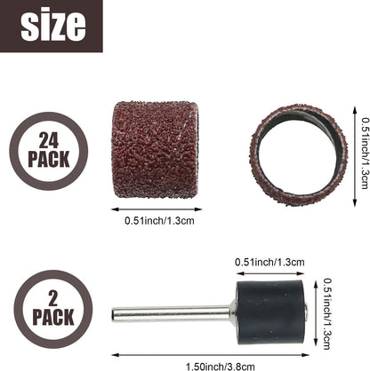 Donleeving 26-Piece Dog Nail Grinder Replacement Kit with Sanding Drums and Grit Bands for Pet Nail Care (80#/120#)