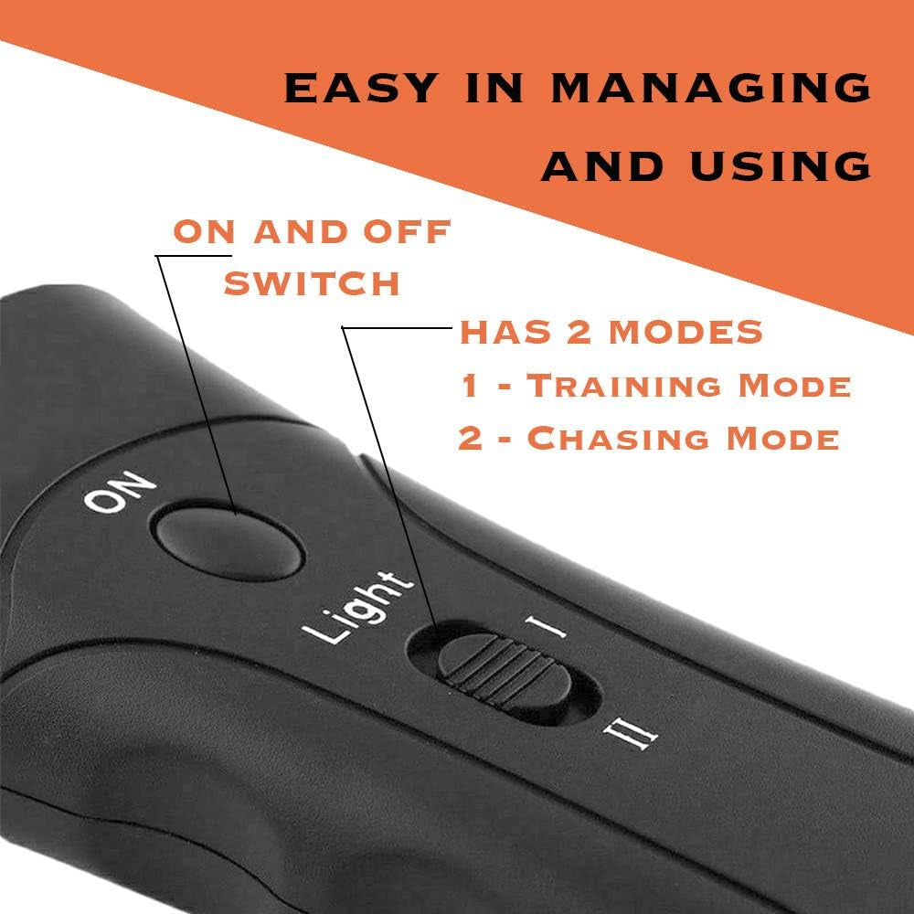 Ultrasonic Bark Control Device for Dogs - Handheld Trainer with Multi-Function Silent Commands, LED Flashlight, and Adjustable Strap for Indoor and Outdoor Use