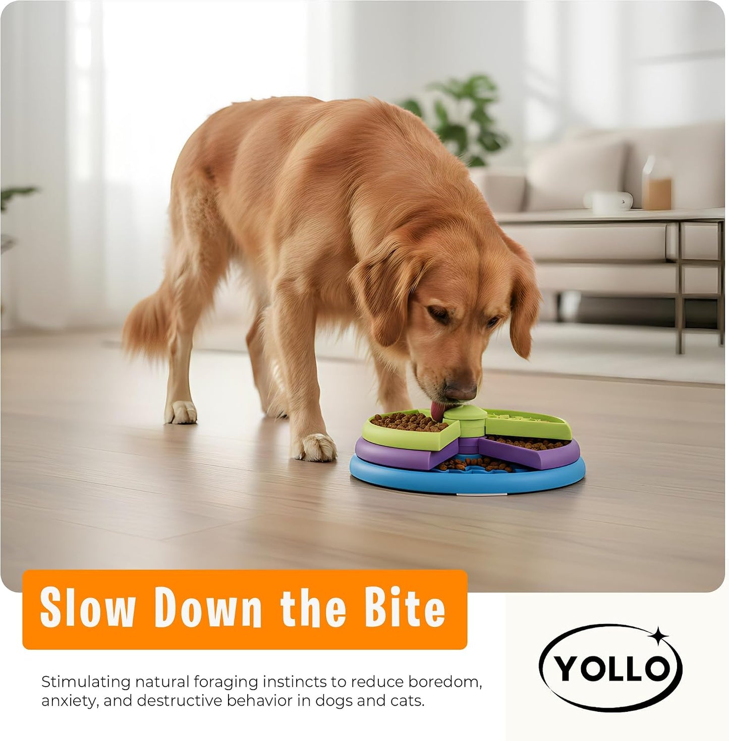 Interactive 3-Level Slow Feeder Dog Bowl with Non-Slip Silicone Base for Mental Stimulation and Anxiety Relief