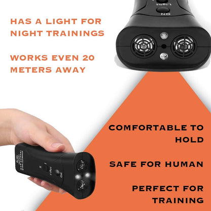 Ultrasonic Bark Control Device for Dogs - Handheld Trainer with Multi-Function Silent Commands, LED Flashlight, and Adjustable Strap for Indoor and Outdoor Use