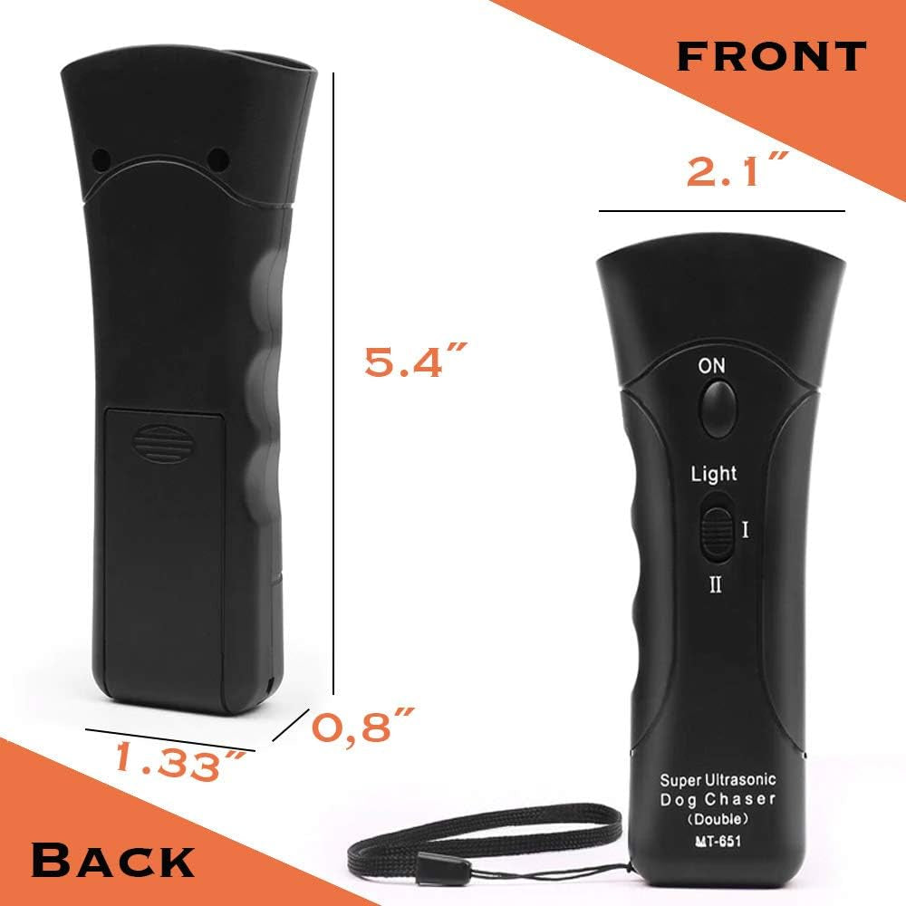 Ultrasonic Bark Control Device for Dogs - Handheld Trainer with Multi-Function Silent Commands, LED Flashlight, and Adjustable Strap for Indoor and Outdoor Use